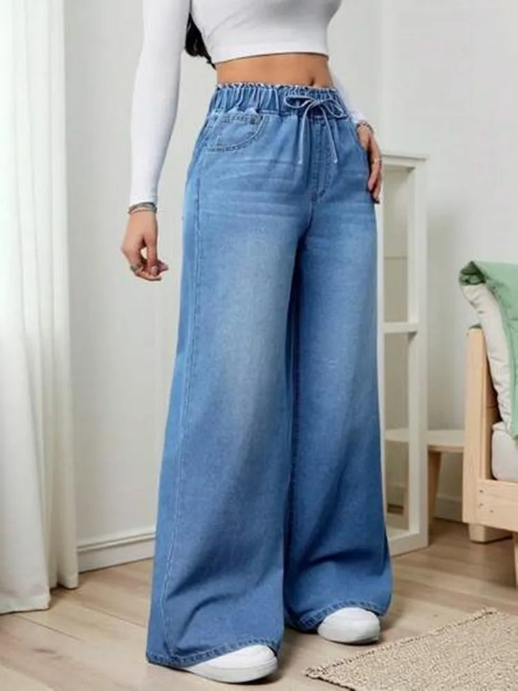 Drawstring Boyfriend Jeans for women.