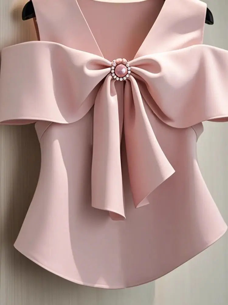Women Summer Bow Tie Blouse
