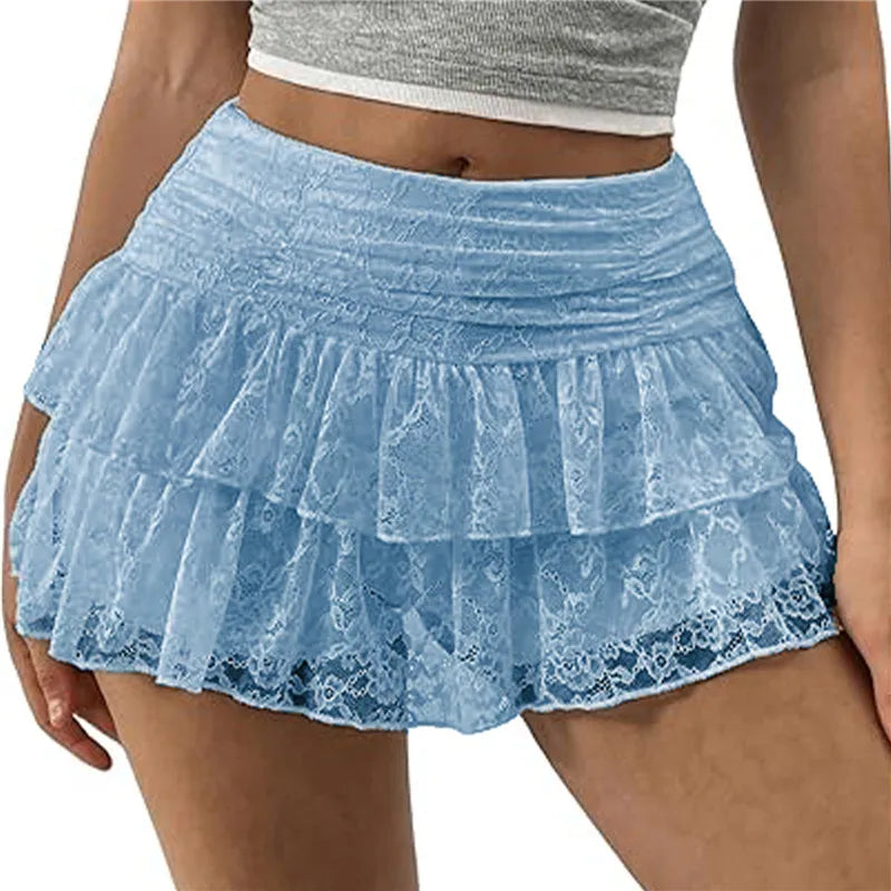 A-line Mini bubble lace skirt
