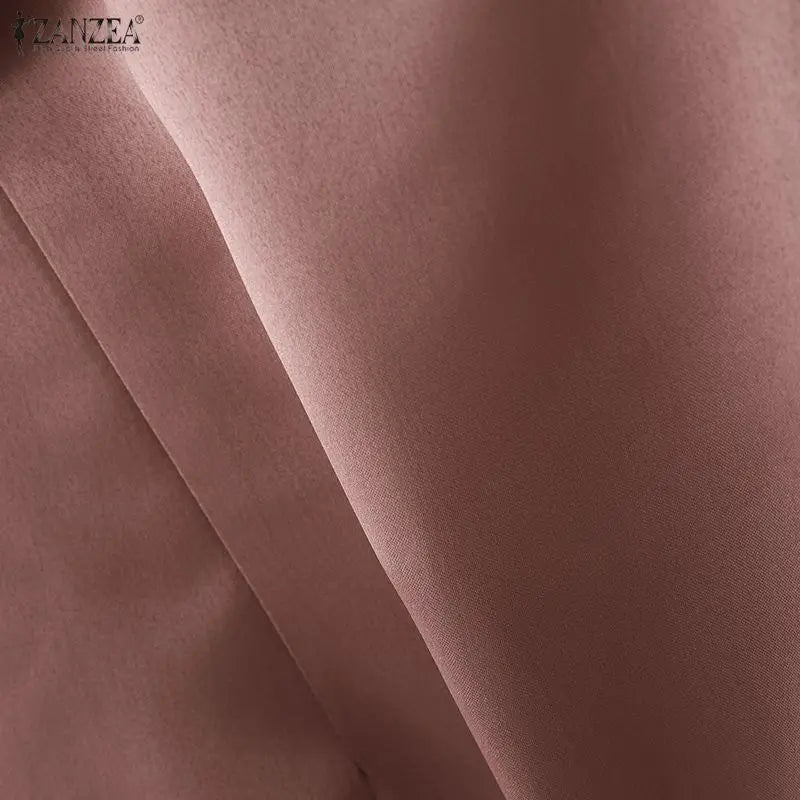 Women's Elegant Satin Blouses V-Neck Short Sleeve Knotted Bow Diamond Details Solid Color