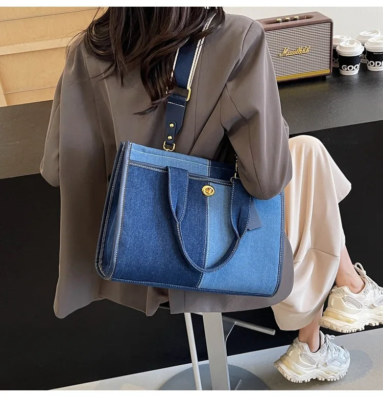 Women's Denim Shoulder  Tote Handbag.