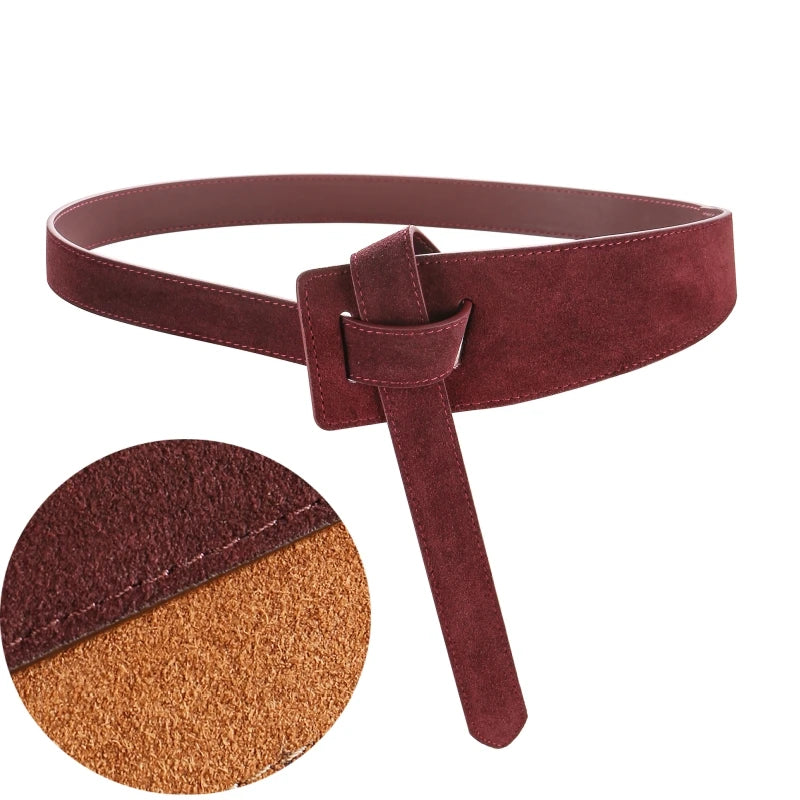 Versatile Genuine Leather Belt - Vintage Knotted Design, Ideal for Business & Casual Chic, Comfortable Average Size