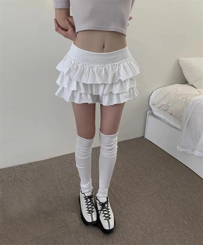 Ruffle Mini Skirt | High Waist Layered Cake Skirt Y2K Ballet Style