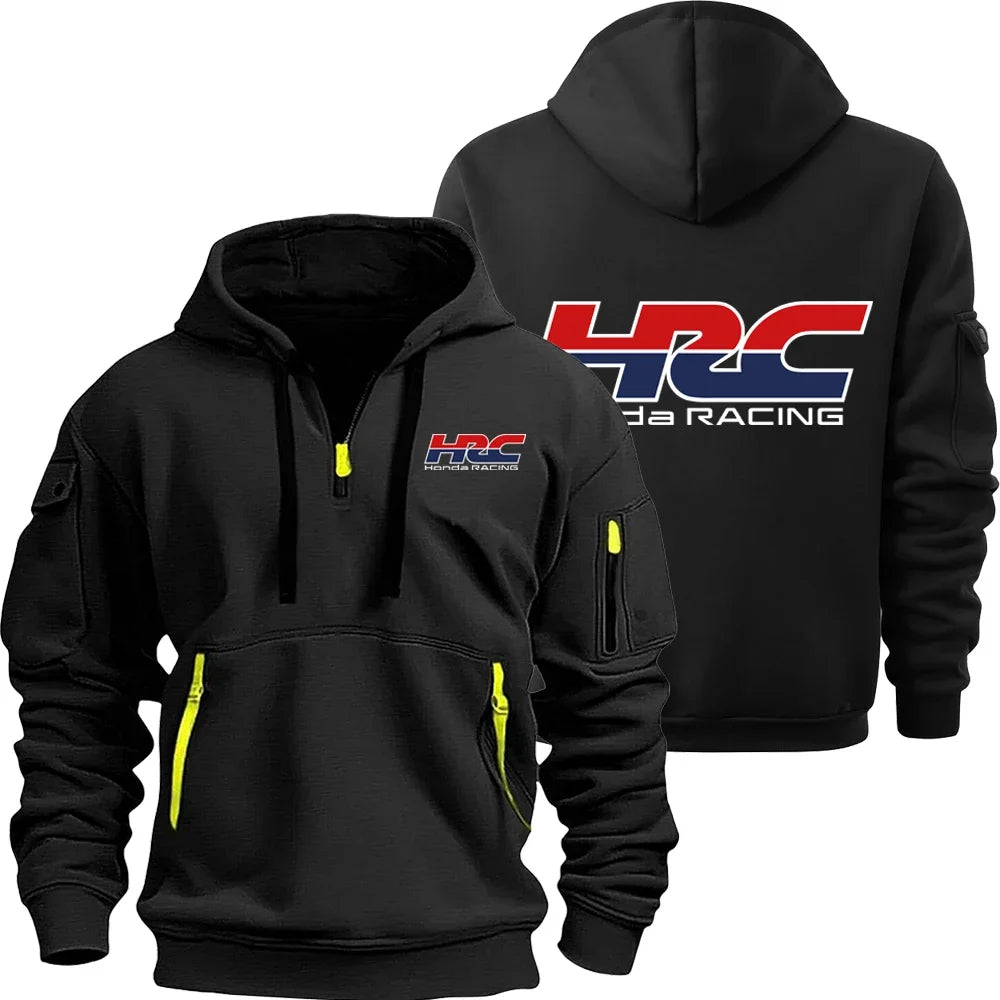 Honda HRC Logo Racing Team Men's Half-zip Hoodie Spring and Autumn Men's Sweatshirt 2025 Sports Men's Pullover Clothes