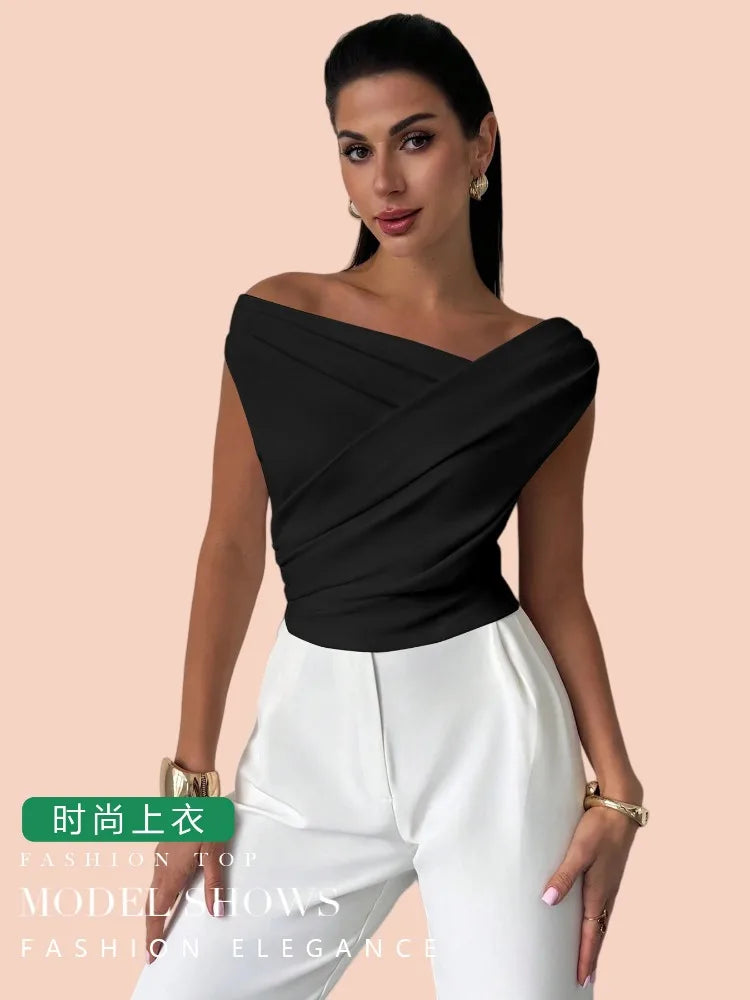 Summer Autumn Irregular Crop Tops Women Sleeveless Solid Y2K Short Tank Top Casual