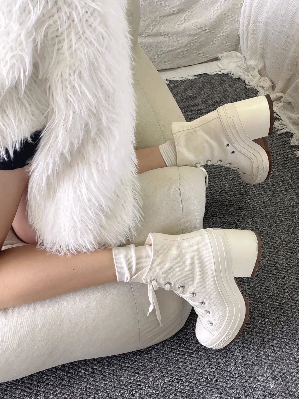 Platform High Top Heel   Sneakers