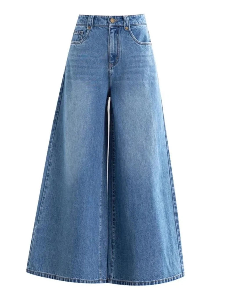 Women's Wide Legs Pants 2026 Spring Fashion High Waisted Ladies Jeans  Design Sense Korean Version Female Cowboy Skirt Trousers