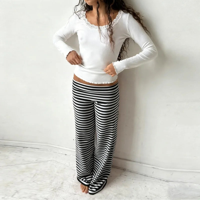 YSK Striped Flared pant