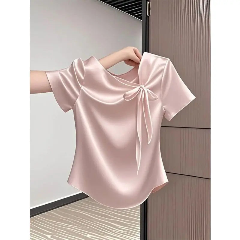 women detailed bow tie blouse