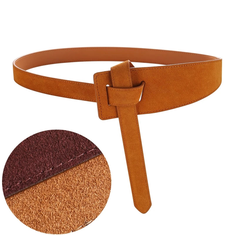 Versatile Genuine Leather Belt - Vintage Knotted Design, Ideal for Business & Casual Chic, Comfortable Average Size