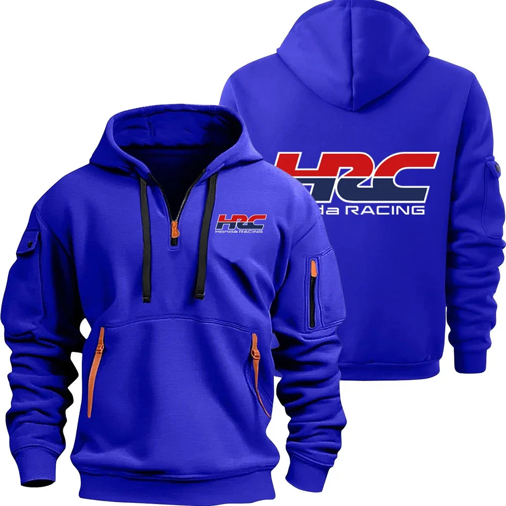 Honda HRC Logo Racing Team Men's Half-zip Hoodie Spring and Autumn Men's Sweatshirt 2025 Sports Men's Pullover Clothes