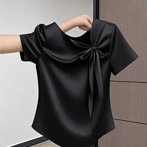 women detailed bow tie blouse