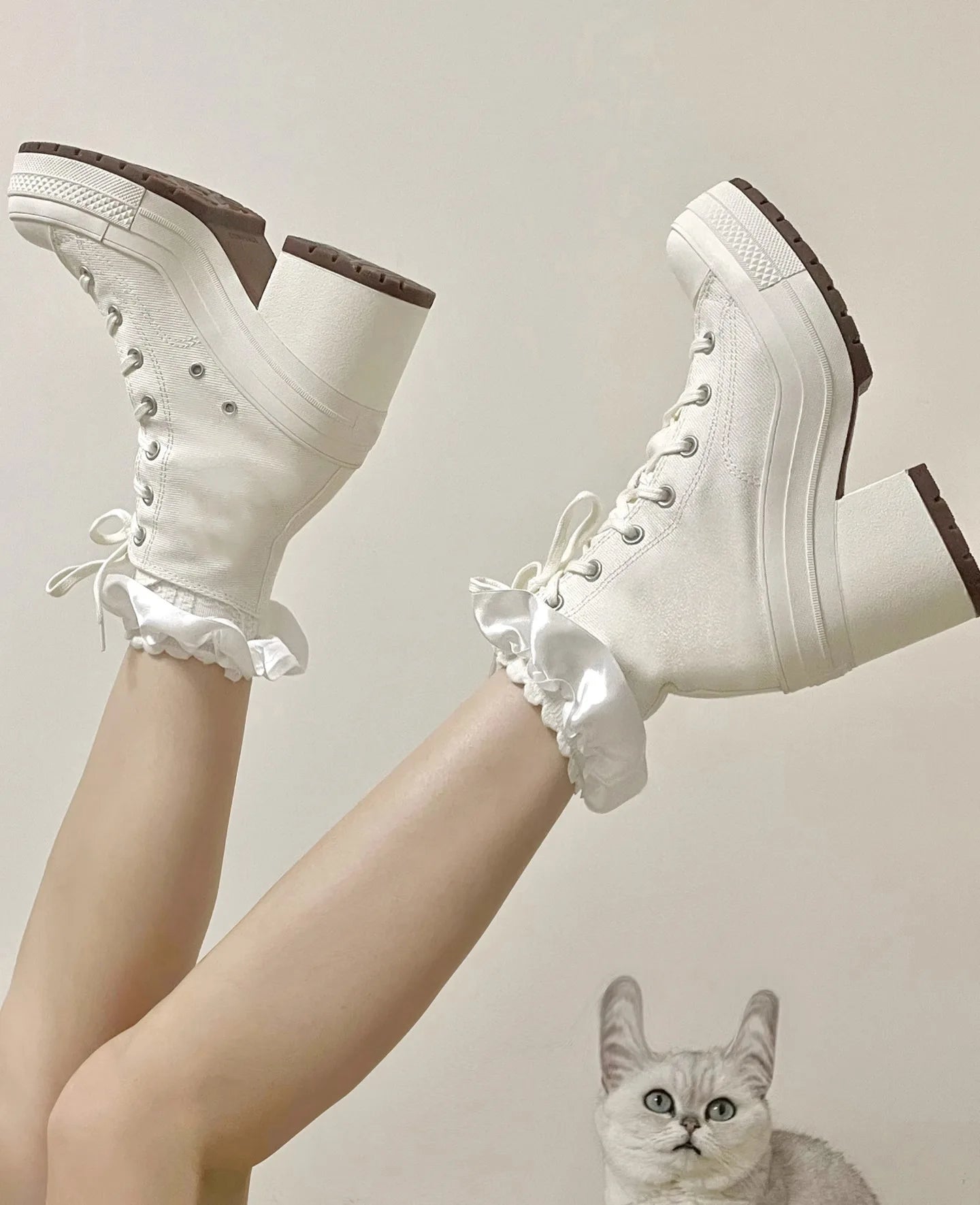 Platform High Top Heel   Sneakers