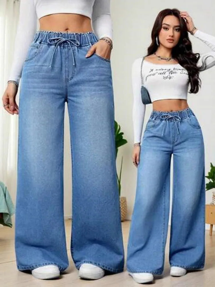 Drawstring Boyfriend Jeans for women.