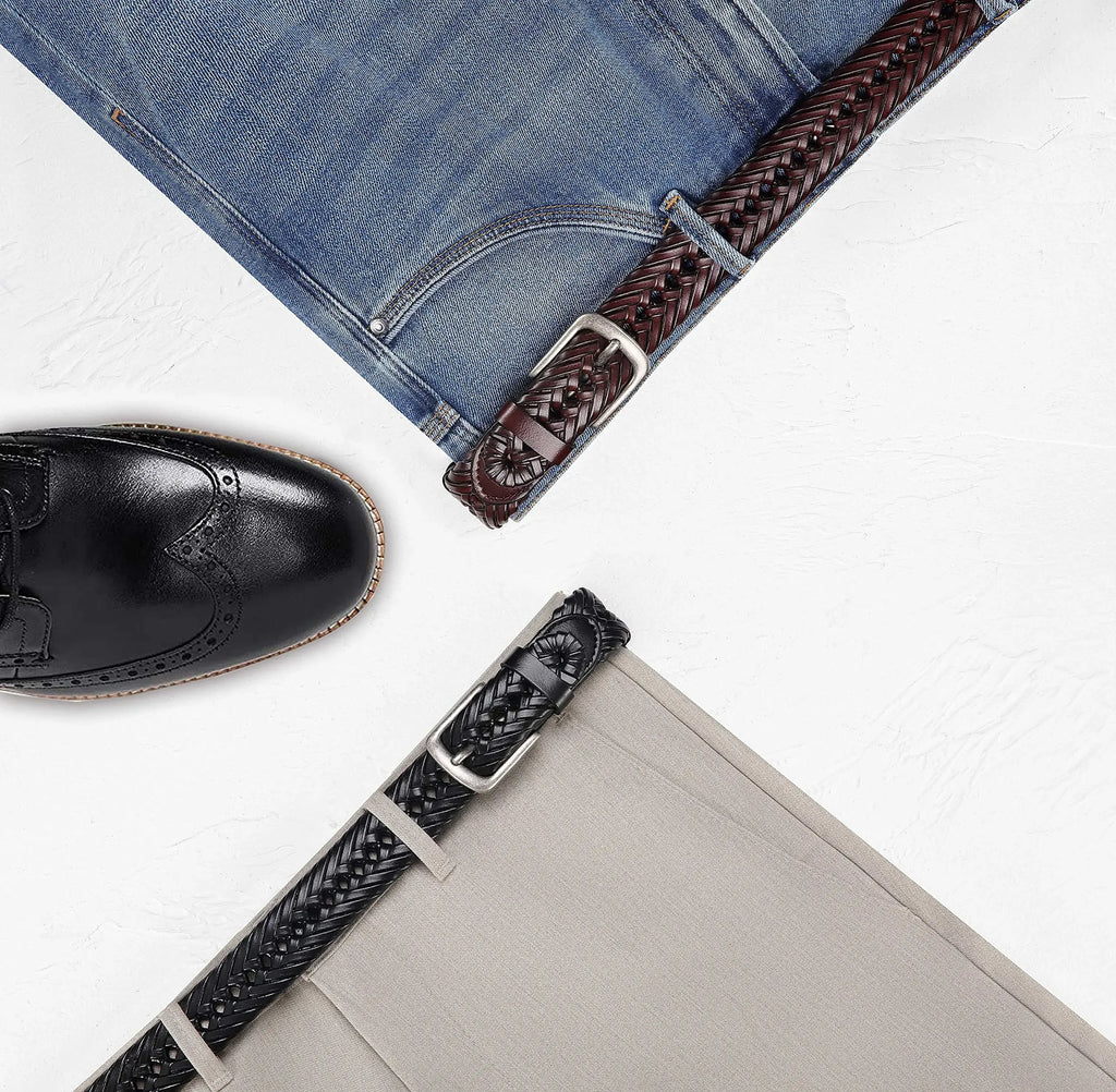 Men Belts Genuine Leather LONG Large Pin Buckle Metal Automatic Buckle High Quality Braided Vintage Casual for Jeans Women Strap