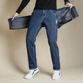 High Quality Winter Men's Fleece Warm Jeans Cotton Straight Denim Pants Classics Business Flocking Work Casual Trousers Male