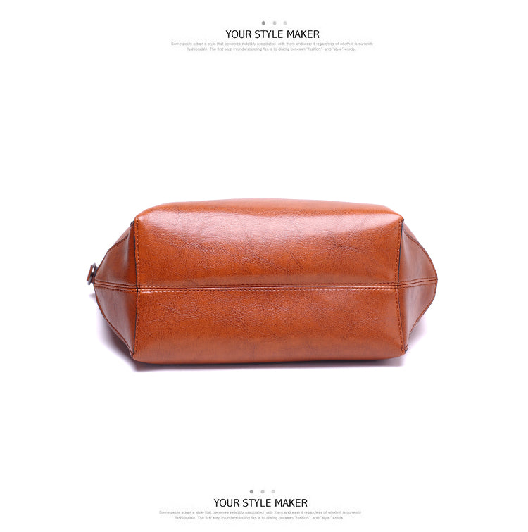 Women Wax surface PU Leather Handbag Womens Bag Designer Ladies Tote Shoulder Handbags Business Female Purse